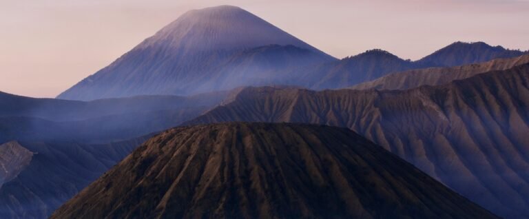 bromo, semeru, mountains, landscape, java, indonesia, blue, blue sky, scenery, volcano, nature, smoke, sky